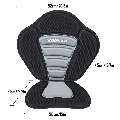 WOOWAVE Kayak Seat Padded Deluxe Paddleboard Seat Adjustable Boat Seat Cushioned Fishing Seats High Back Comfortable Backrest Support with Detachable Back Storage Bag for Universal Sit - Image 2