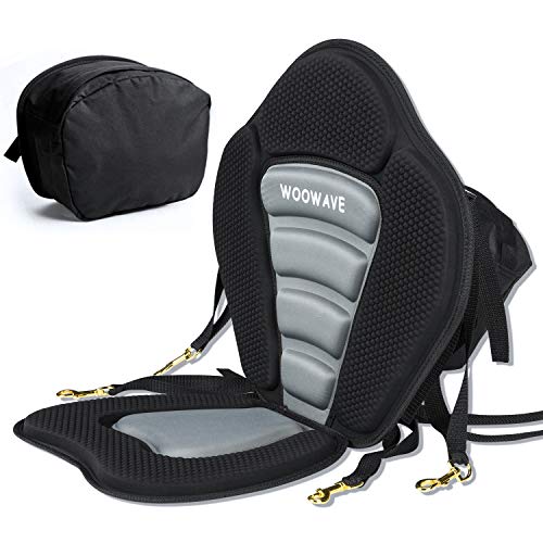 WOOWAVE Kayak Seat Padded Deluxe Paddleboard Seat Adjustable Boat Seat Cushioned Fishing Seats High Back Comfortable Backrest Support with Detachable Back Storage Bag for Universal Sit - Image 1