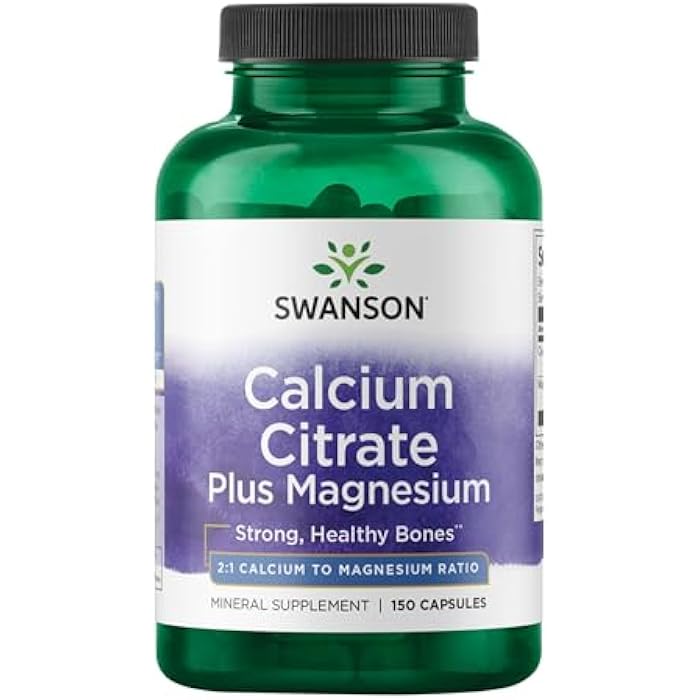 Swanson Calcium Citrate Plus Magnesium - Mineral Supplement Promoting Strong Bones, Energy Production, & Muscle Relaxation - May Support Cardiovascular Health - (150 Capsules) - Image 1