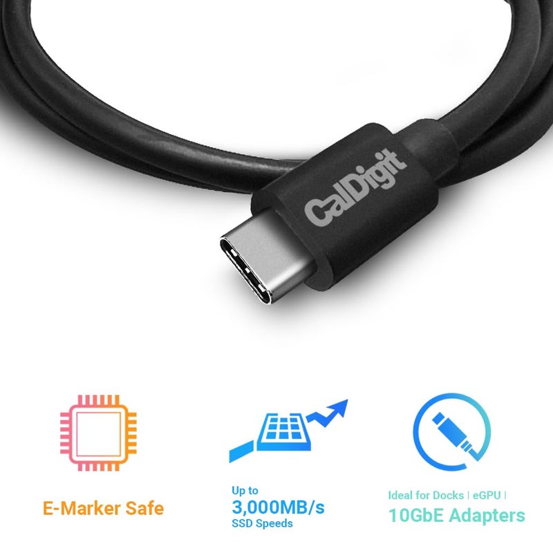 CalDigit Thunderbolt 4 Cable - 40Gbps 100W Power Delivery, Compatible with Thunderbolt 3 & USB Type C, MacBook Pro, iMac, iPhone 15 Max, Black (0.8 Meter 2.62 Feet, Thunderbolt 4 / USB 4 Cable) - Image 3
