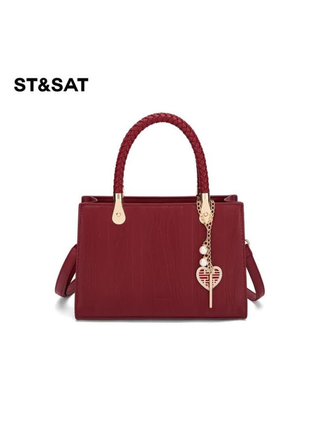 St&sat Women's Handbag, Wedding Bag, Light Luxury Crossbody Bag, Red Tote Bag, Chinese-style Wedding Gift, Gift Box Packaging - Image 2