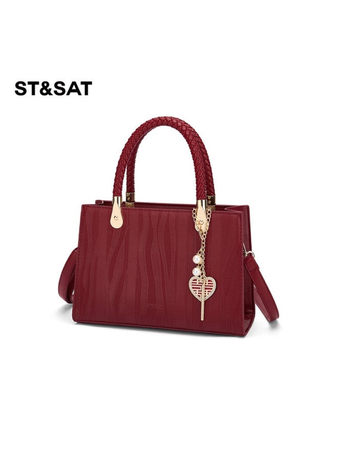 St&sat Women's Handbag, Wedding Bag, Light Luxury Crossbody Bag, Red Tote Bag, Chinese-style Wedding Gift, Gift Box Packaging - Image 3