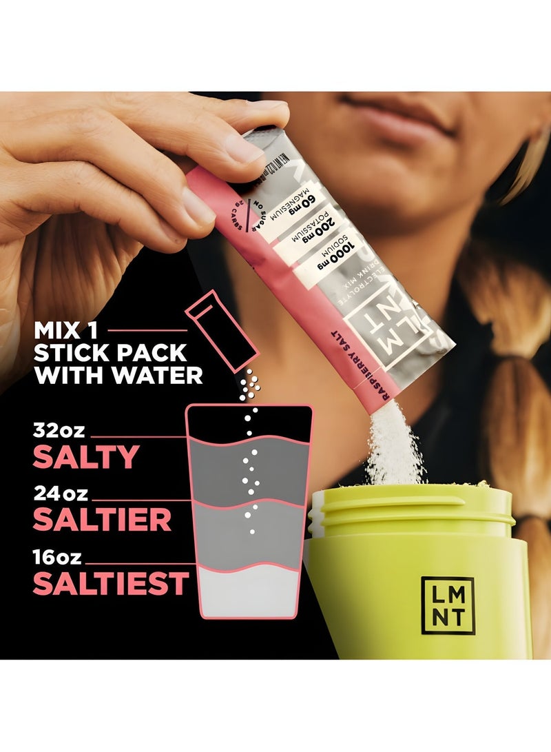 LMNT Zero Sugar Electrolyte Drink Mix Raspberry Salt Hydration Powder High Sodium Energy Support Keto Friendly 30 Stick Packs - Image 5