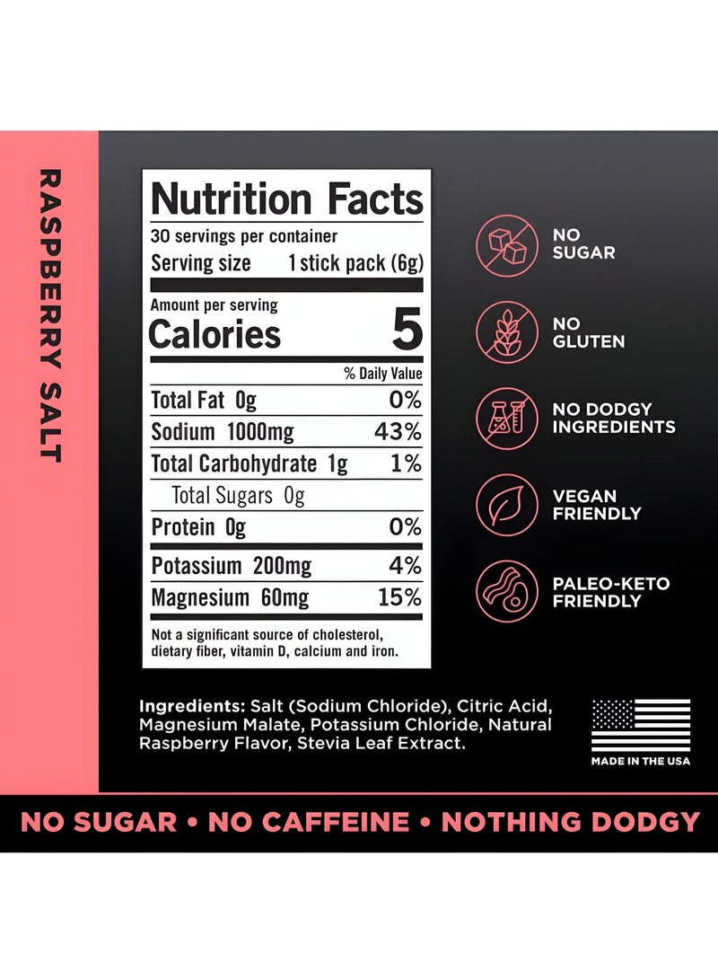 LMNT Zero Sugar Electrolyte Drink Mix Raspberry Salt Hydration Powder High Sodium Energy Support Keto Friendly 30 Stick Packs - Image 2