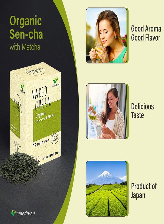 MAEDA-EN NAKED GREEN Organic Sen-cha with Matcha 12 Tea Bags Hot or Cold Drink Green Tea Japanese Origin Individually Wrapped Teabags 08201 1pk - Image 4