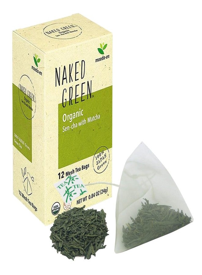 MAEDA-EN NAKED GREEN Organic Sen-cha with Matcha 12 Tea Bags Hot or Cold Drink Green Tea Japanese Origin Individually Wrapped Teabags 08201 1pk - Image 1