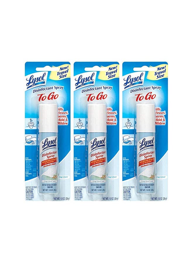 Lysol Disinfectant Spray to Go, Crisp Linen, 1 Ounce (Pack of 3) - Image 1