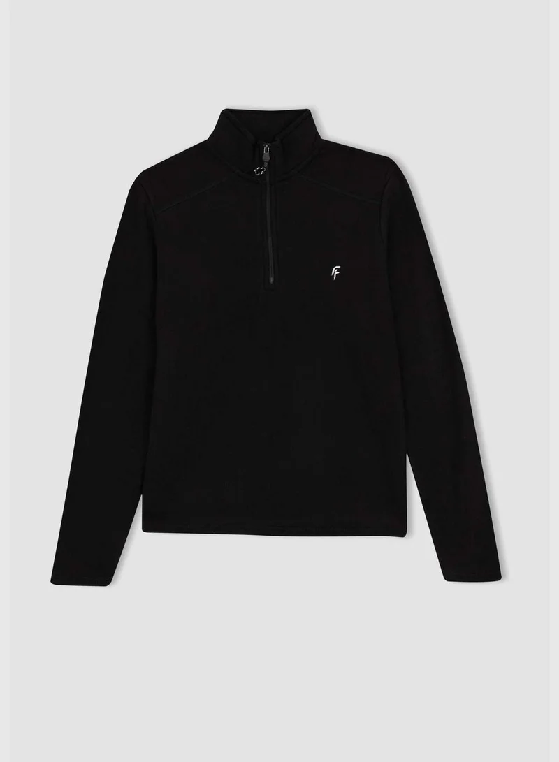 DeFacto Woman Zipper Long Sleeve Knitted Sweatshirt