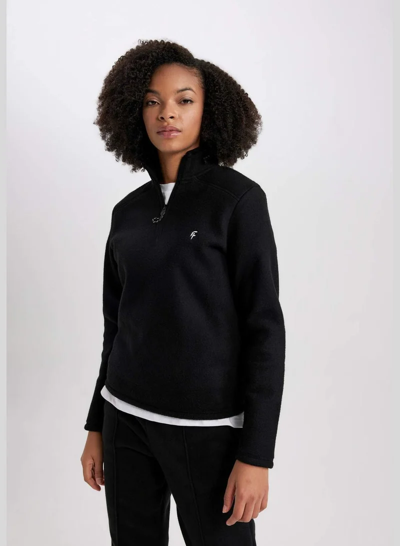 DeFacto Woman Zipper Long Sleeve Knitted Sweatshirt