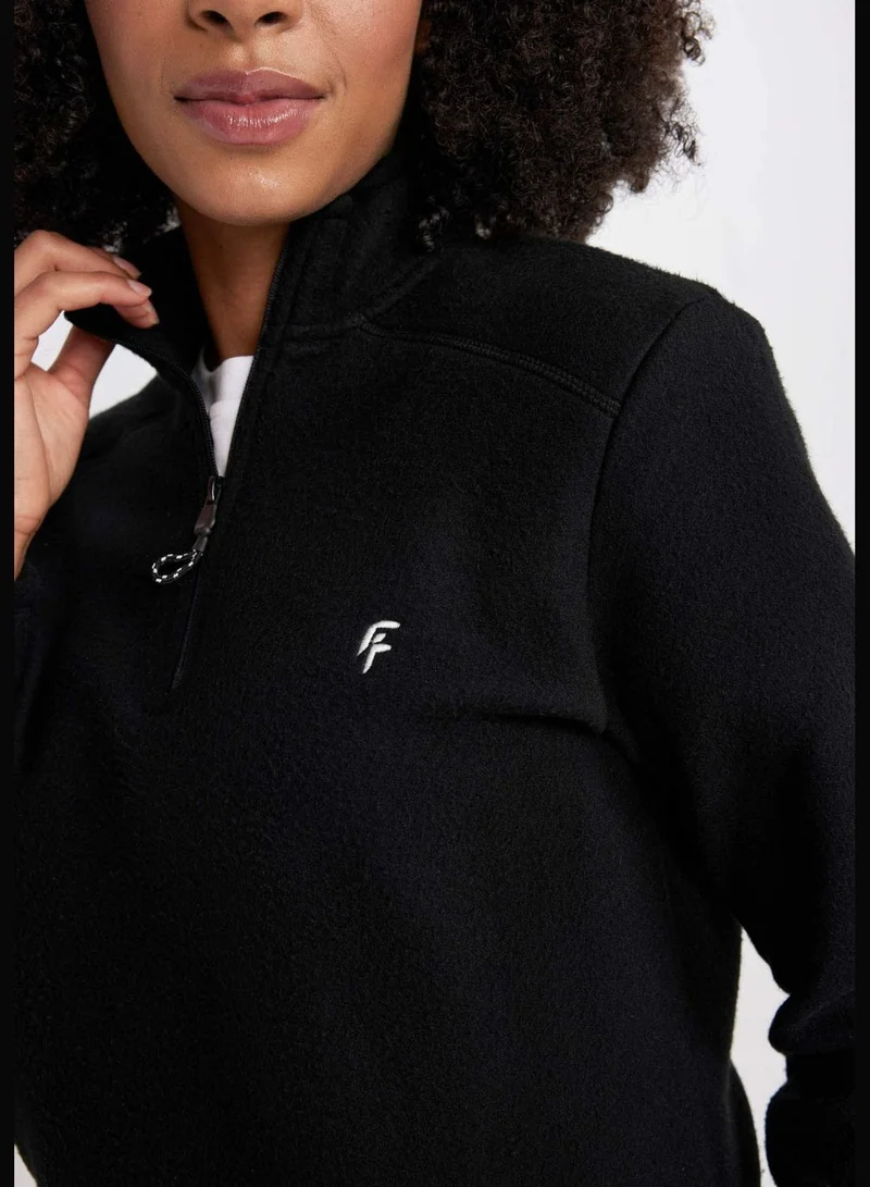 DeFacto Woman Zipper Long Sleeve Knitted Sweatshirt