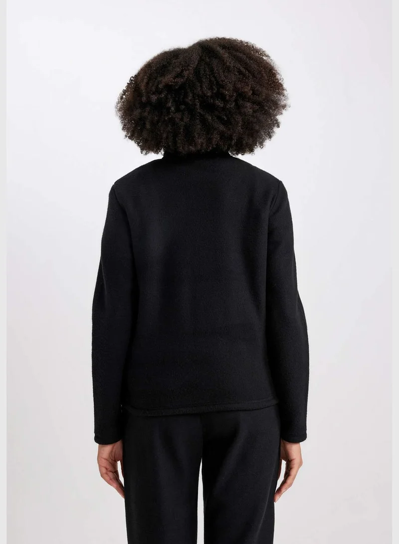 DeFacto Woman Zipper Long Sleeve Knitted Sweatshirt