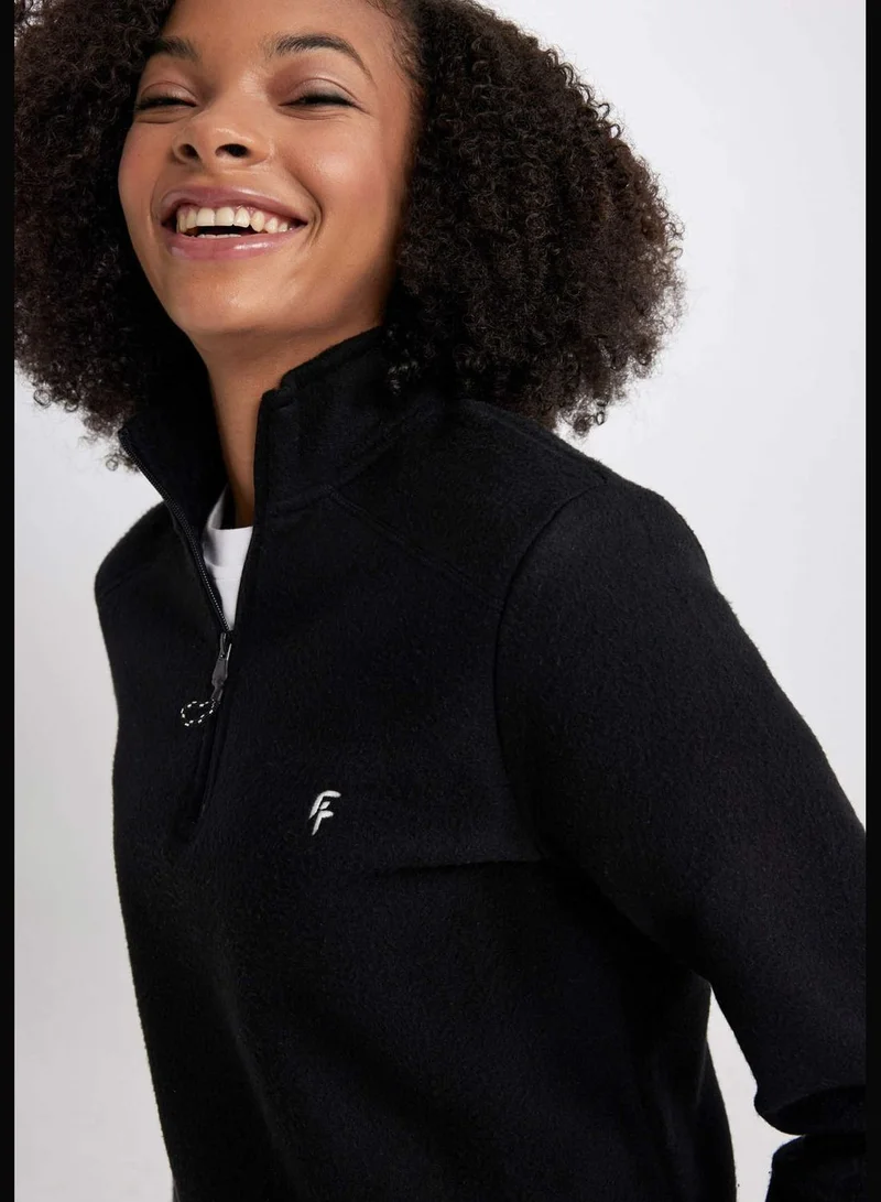 DeFacto Woman Zipper Long Sleeve Knitted Sweatshirt