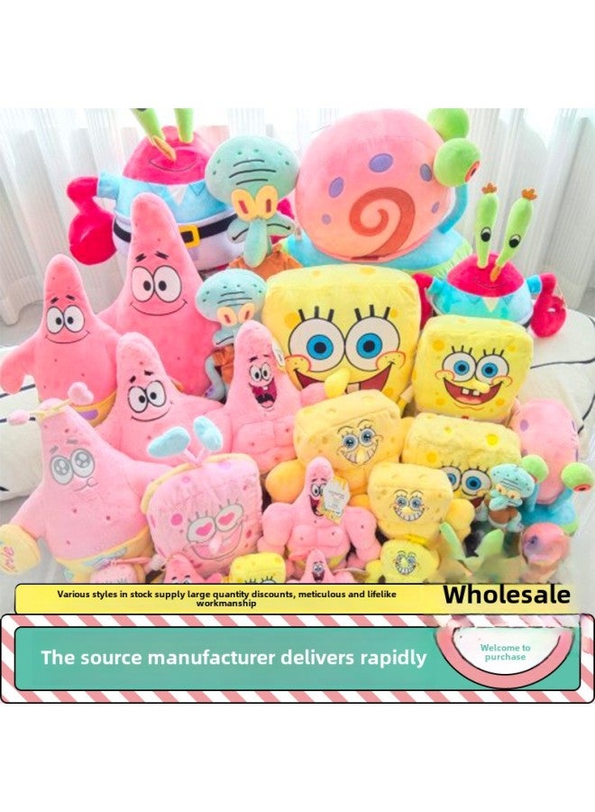 Genuine Spongebob Paida Star Doll Plush Toy Squidward Brother Squidward Crab Boss Small Worm Pendant Grasp Doll Play-Colour:37cm Small Snail-High:Genuine Authorization - Image 2