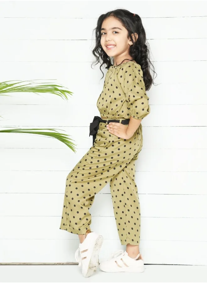 ليلك Green Polka Coordinated Pant Set