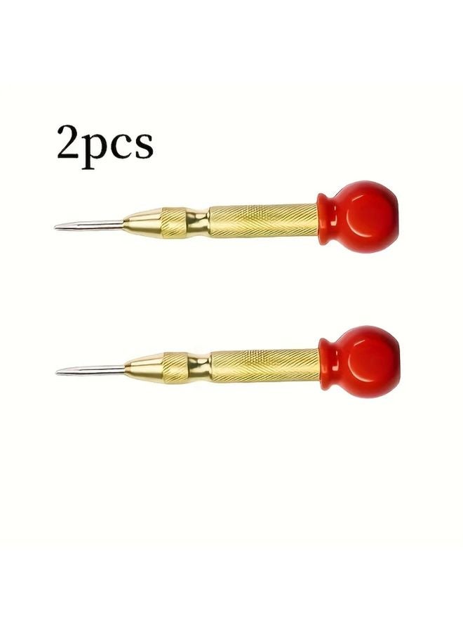 2pcs Automatic Center Punch Tool With Adjustable Spring Loaded Drill Bit Impact Mechanism - Image 1