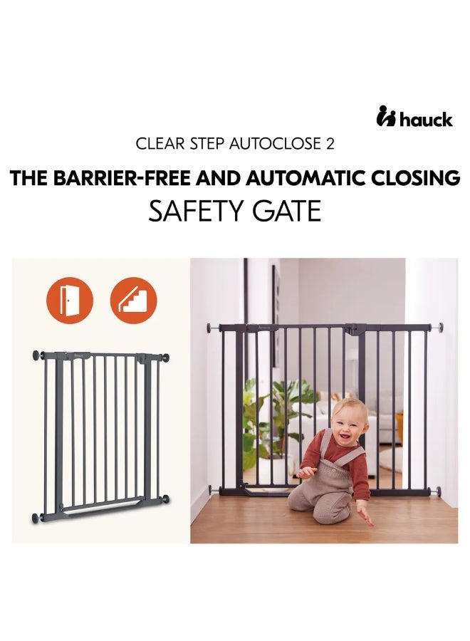 hauck Clear Step Autoclose 2, Dark Grey, Children's Safety Gate, Dog Gate, Adjustable Width 75-80 cm, 77 cm High, Self-Closing, Flat Entry, One-Handed Opening on Both Sides, No Drilling Required - Image 2