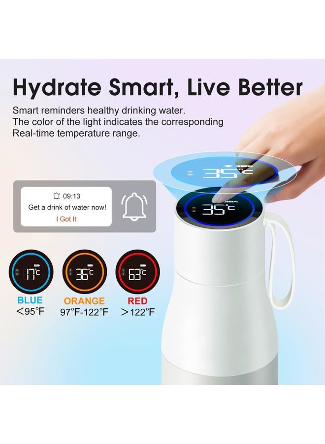 vsitoo 15oz Smart Self Cleaning Water Bottle，Insulated Water Bottle with Stainless Steel, BPA-Free, AI Self-Clean, 30-Day Battery, Magnetic Charging for Travel, Gym or Office, White - Image 3