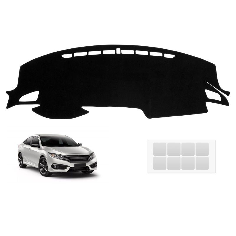 FETUSI Dashboard Cover Mat Compatible with Honda Civic 20162021 Accessories Dash Cover Polyester NonSlip Dash Mat Sunshield Protector Pad Black