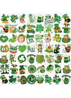 HOWAF St. Patrick's Day Temporary Tattoos Glow in Dark, 96 pcs Assorted St Patricks Day Luminous Stickers, 48 Patterns for Kids Children St. patrick's Day Temporary Tattoos Shamrock, Amazing Irish Party Fav  - Image 1