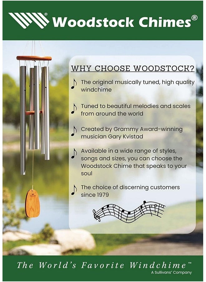 وودستوك تشاينز أجراس الرياح من Woodstock للاستخدام الخارجي، ديكور الحدائق، ديكورات خارجية وفناء (32 بوصة) أجراس الرياح على شكل جرس الرياح، ديكورات الحدائق للاستخدام الخارجي، أجراس المعبد الخماسية النحاسية (TB5C)  - Image 4