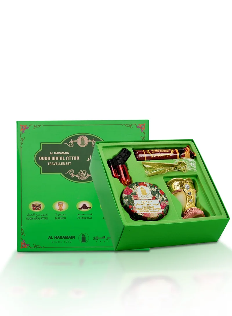 Al Haramain Al Haramain Oudh Ma’al Attar Traveller Set | Luxury Travel Incense Burner Kit