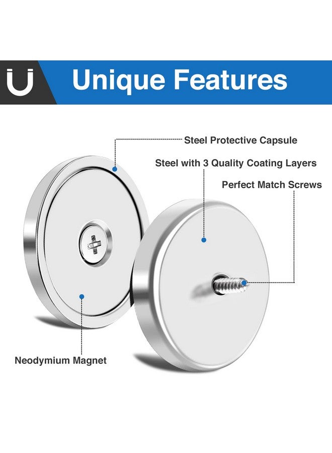 E BAVITE Neodymium Cup Magnets, Rare Earth Magnets with Heavy Duty, Hold up to 110 Lbs, Cup Magnet with Countersunk Hole and Stainless Screws for Kitchen, Craft, Office and So on - Pack of 12 - Image 1