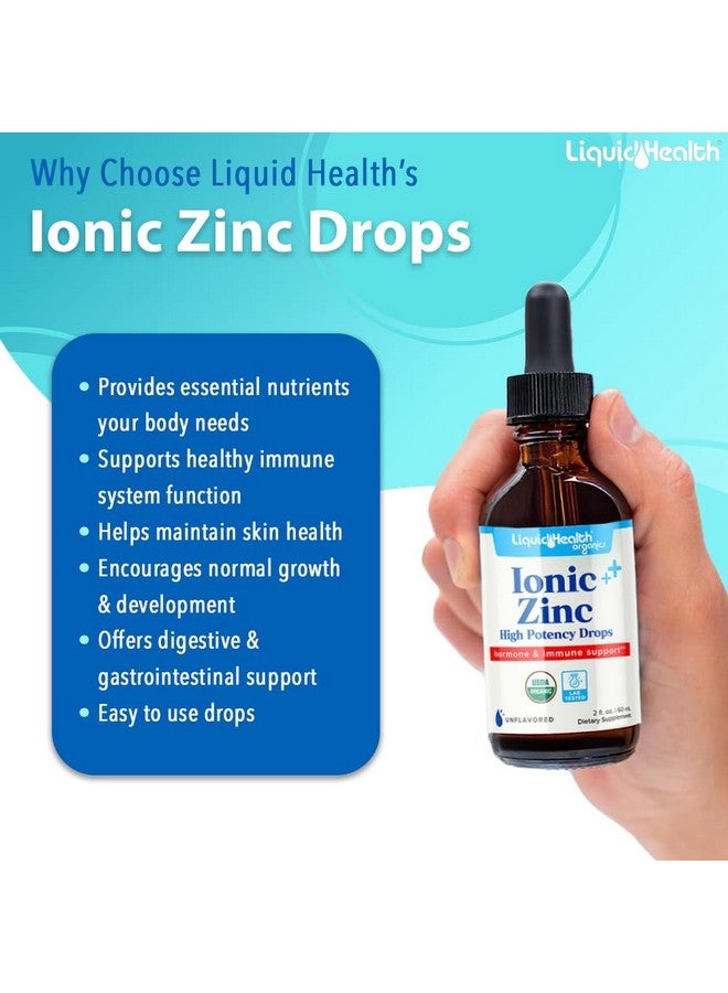 LIQUIDHEALTH USDA Organic Ionic Zinc High Potency Drops - Trace Mineral Liquid Vitamin Supplement for Adults & Kids - Immune & Digestive Support, Skin & Wound Health - USA Made, Vegan, Non-GMO (2 oz) - Image 3