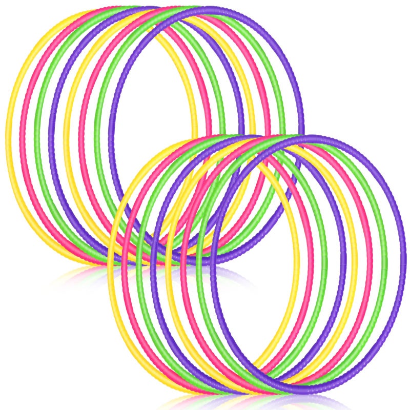 Sratte 8 Pcs Color Hoop Detachable Adjustable Exercise Ring Plastic Hoop for Gymnastics Dog Agility Equipment Party Decor 4 Colors28 InchClassic Colors - Image 2
