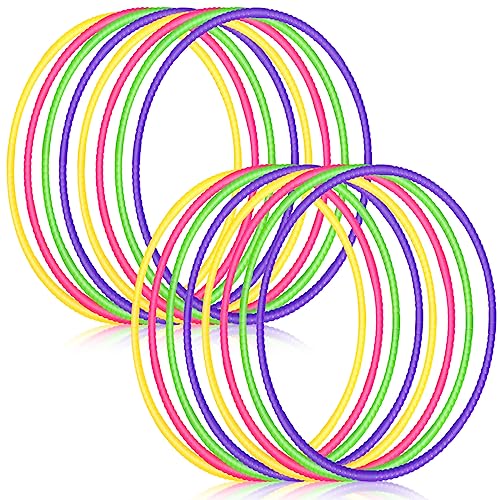 Sratte 8 Pcs Color Hoop Detachable Adjustable Exercise Ring Plastic Hoop for Gymnastics Dog Agility Equipment Party Decor 4 Colors28 InchClassic Colors - Image 1