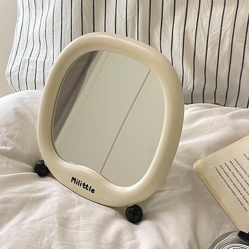 Girly Small Vanity Mirror Student Dormitory Home Desktop Mirror Can Stand Makeup Mirror With - Image 1