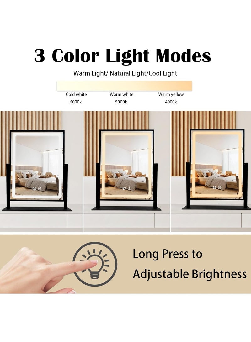 30X41CM LED Makeup Mirror with Light Dimmable Adjustable Brightness Touch Sensor Black - Image 2