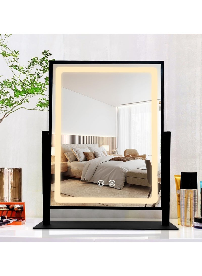 30X41CM LED Makeup Mirror with Light Dimmable Adjustable Brightness Touch Sensor Black - Image 1