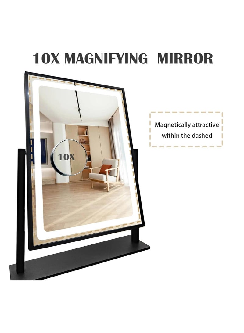 30X41CM LED Makeup Mirror with Light Dimmable Adjustable Brightness Touch Sensor Black - Image 4