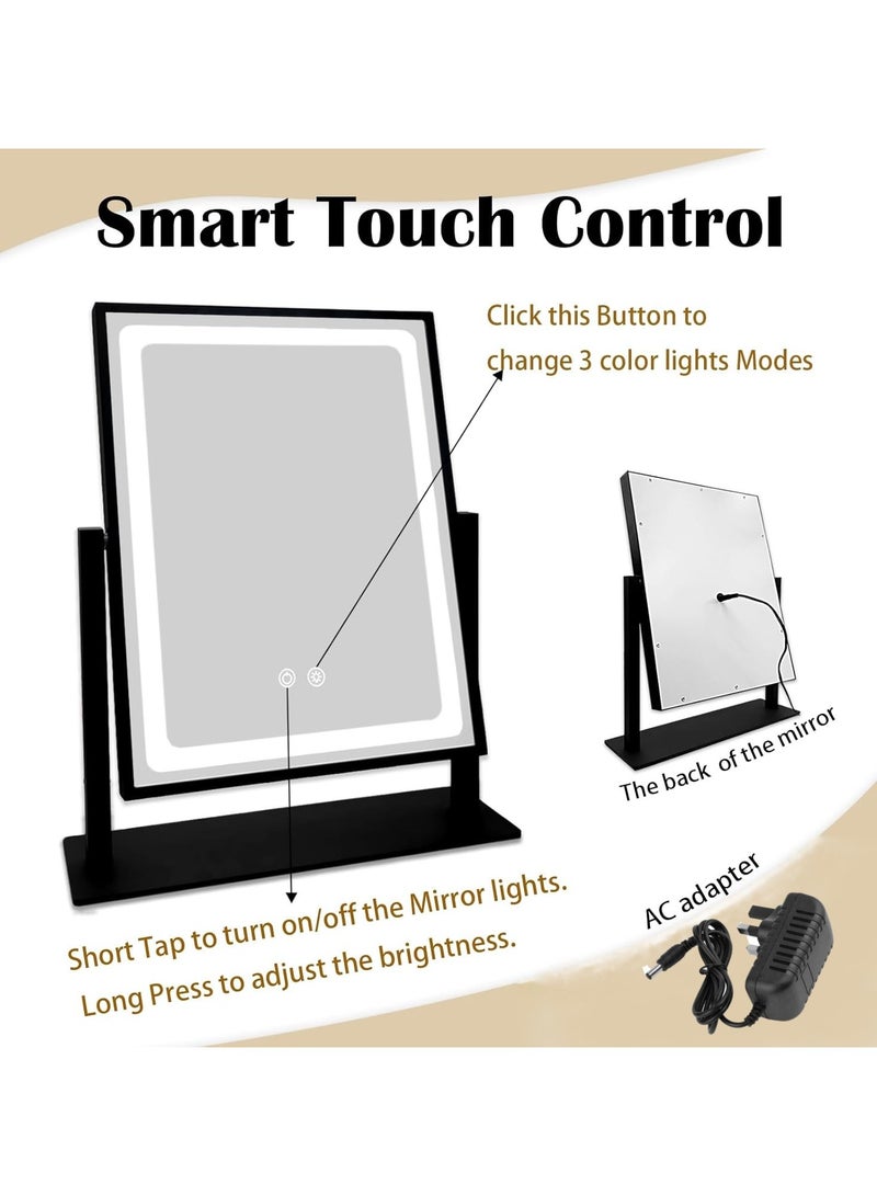 30X41CM LED Makeup Mirror with Light Dimmable Adjustable Brightness Touch Sensor Black - Image 5