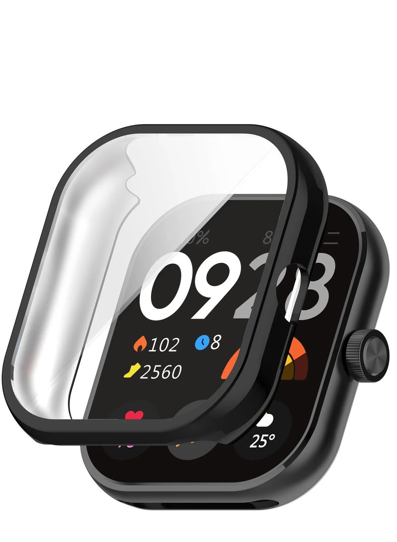 Case Compatible with Xiaomi Redmi Watch 4 Case All-Around with Built-in Screen Protector Watch Soft TPU Shockproof Cover Slim Guard Thin Bumper Shell Protector (Black)