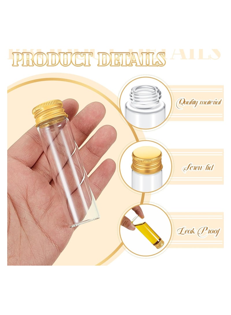 SYOSI 100 Pcs Vials Clear Mini Glass Bottles, Tiny Jars with Screw Aluminum Metal Cap, Empty Small Bottles with Lids, DIY Sample Containers for Powder Cream Cosmetic Jewelry Wedding (Gold Caps, 20 ml) - Image 2