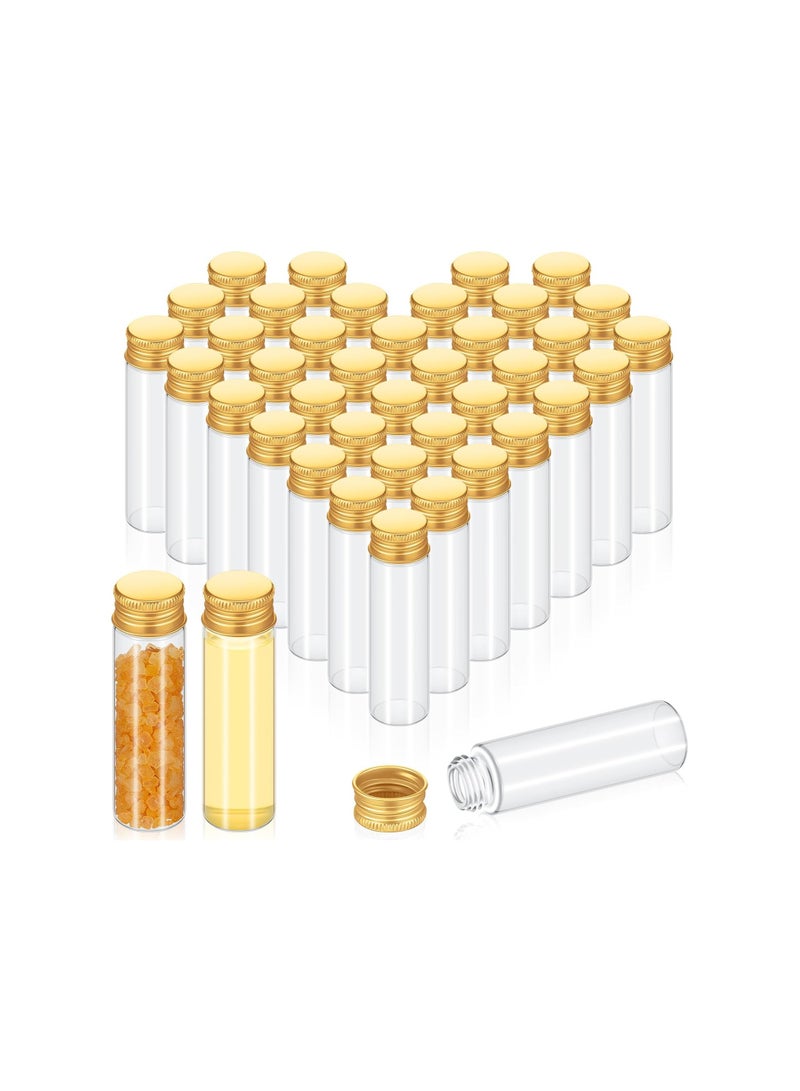 SYOSI 100 Pcs Vials Clear Mini Glass Bottles, Tiny Jars with Screw Aluminum Metal Cap, Empty Small Bottles with Lids, DIY Sample Containers for Powder Cream Cosmetic Jewelry Wedding (Gold Caps, 20 ml) - Image 1