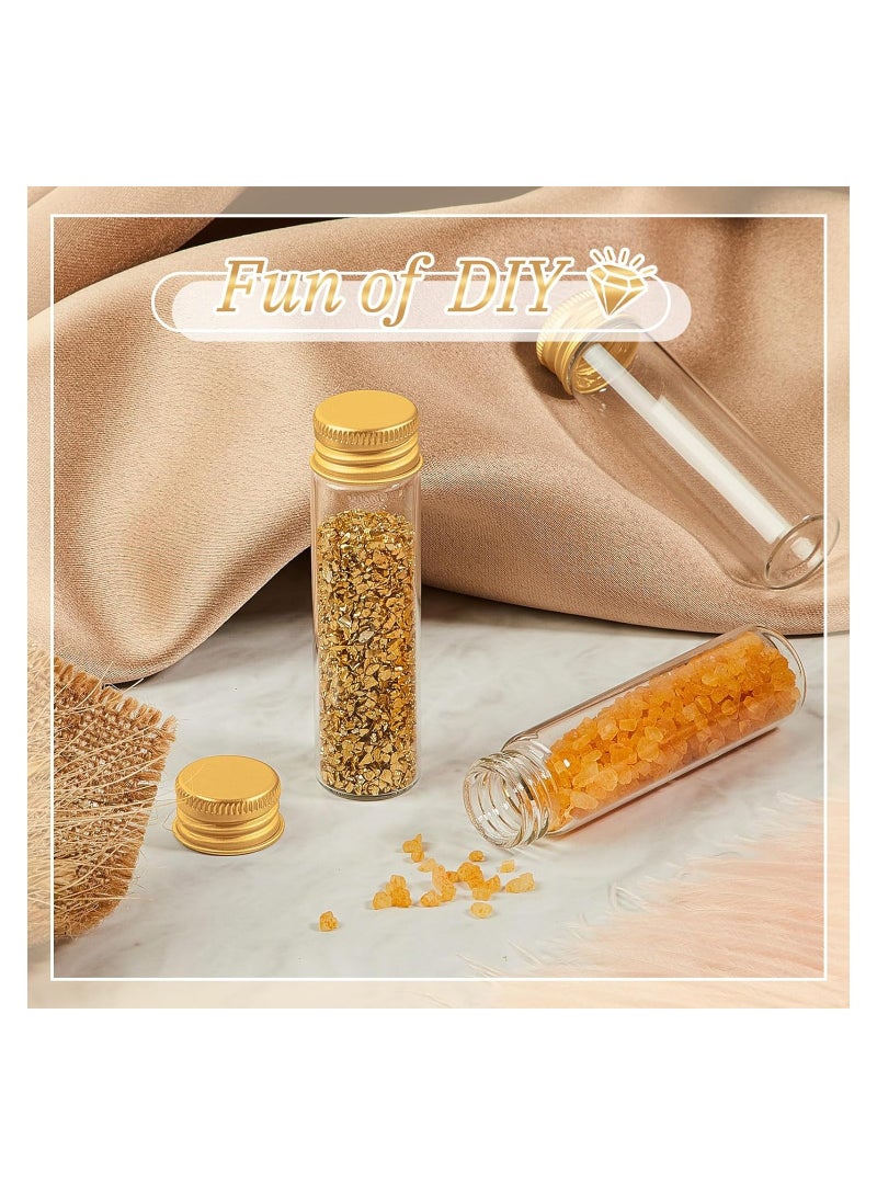 SYOSI 100 Pcs Vials Clear Mini Glass Bottles, Tiny Jars with Screw Aluminum Metal Cap, Empty Small Bottles with Lids, DIY Sample Containers for Powder Cream Cosmetic Jewelry Wedding (Gold Caps, 20 ml) - Image 3