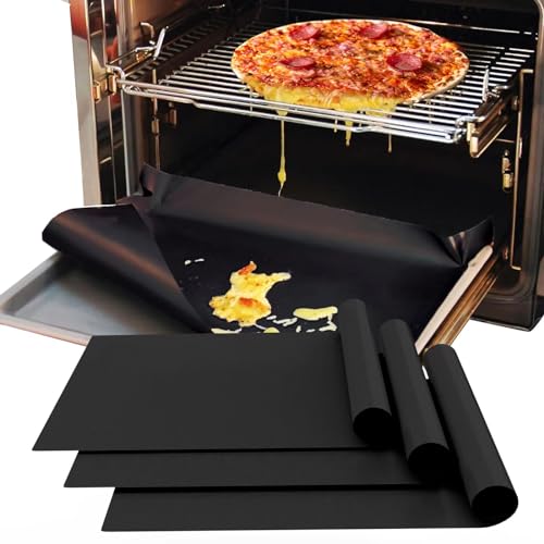 Demiwise 3 Pack Oven Liners for Bottom of Oven 16x24 Inch Thick Heavy Duty Non Stick Teflon Oven Mats BPA and PFOA Free Reusable Oven Liners for Bottom of Electric Oven