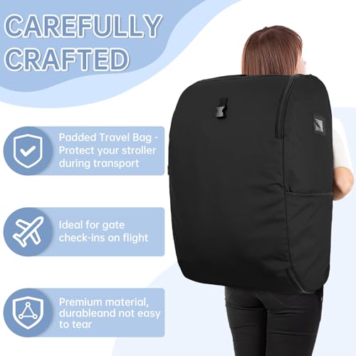WELIDAY Padded Car Seat Travel Bag Compatible with Doona, Infant Car Seat Travel Bag, Foldable Car Seat Stroller Gate Check Bag for Airplane (Black) - Image 3
