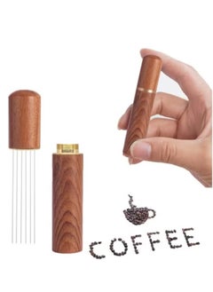Bukela Wood Handle Natural Stainless Steel Needles Blender,  Kitchen Accessories Hand Stirrer Leveler , Tamper Distributor Espresso Powder Stirrer Needle Coffee Tamper  - Image 1