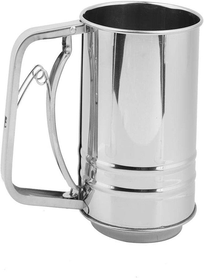 DARKFISH Flour Sifter/Atta chhani Hand Press Design Stainless Steel Flour Sifter Corrosion Resistant Large Capacity Flour Sieve Cup for Sugar Flour and Coffee Powder | Atta Chalni - Image 1
