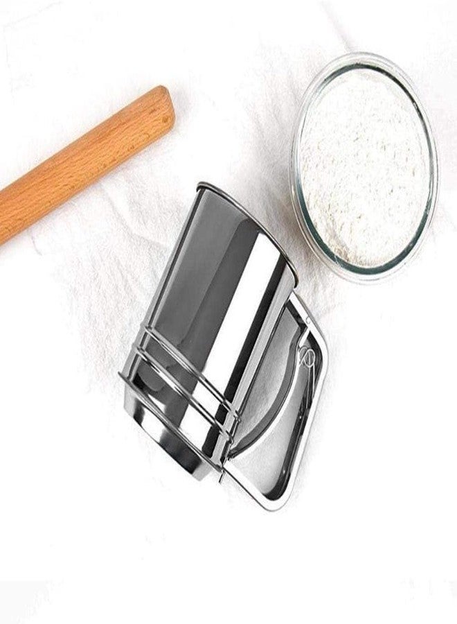 DARKFISH Flour Sifter/Atta chhani Hand Press Design Stainless Steel Flour Sifter Corrosion Resistant Large Capacity Flour Sieve Cup for Sugar Flour and Coffee Powder | Atta Chalni - Image 5