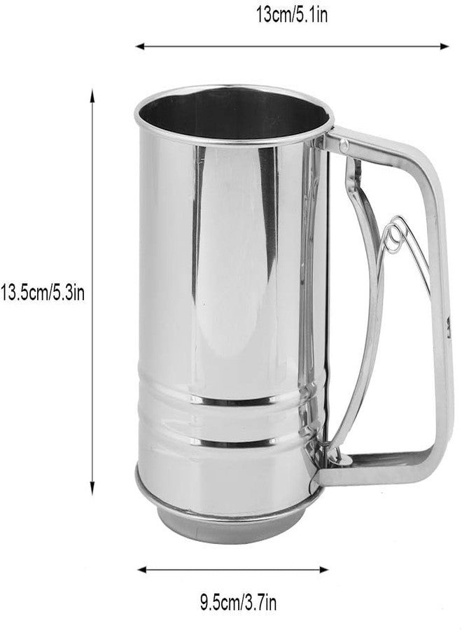 DARKFISH Flour Sifter/Atta chhani Hand Press Design Stainless Steel Flour Sifter Corrosion Resistant Large Capacity Flour Sieve Cup for Sugar Flour and Coffee Powder | Atta Chalni - Image 2
