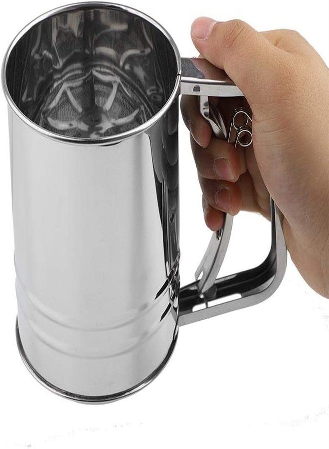 DARKFISH Flour Sifter/Atta chhani Hand Press Design Stainless Steel Flour Sifter Corrosion Resistant Large Capacity Flour Sieve Cup for Sugar Flour and Coffee Powder | Atta Chalni - Image 4