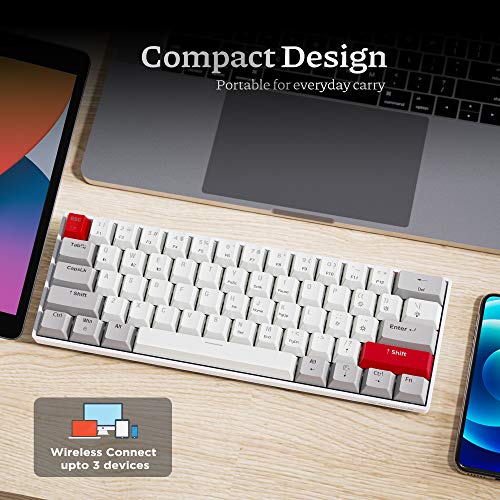 Newmen GM610 60% Wireless Mechanical Keyboard,Wired/Bluetooth/2.4G RGB Backlit,61 Anti-Ghosting Keys,Programmable,Hot-Swappable Gaming Keyboard,for PC Windows Mac Laptop Computer(Linear Red Switch) - Image 4
