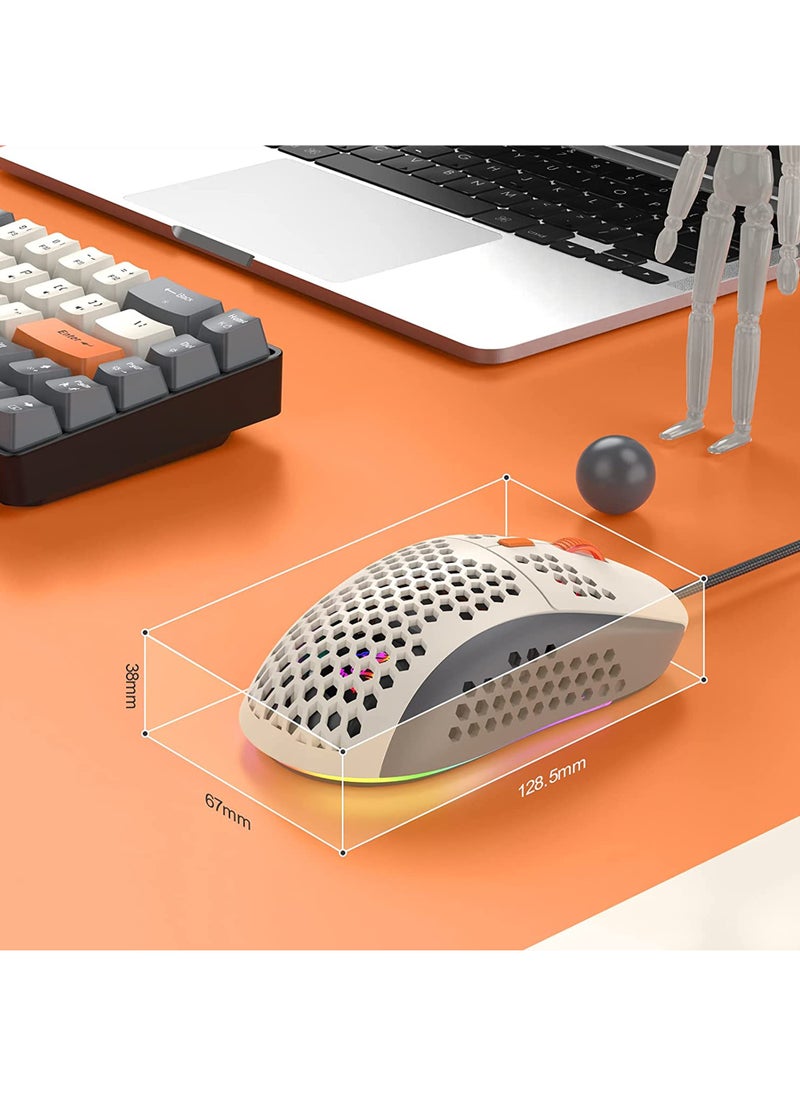 روك بو - ماوس ألعاب M8 LED مريح للغاية وخفيف الوزن على شكل قرص العسل تصميم مخصص ثلاثي الألوان Chroma RGB بإضاءة خلفية 7 أزرار قابلة للبرمجة 6400 نقطة في البوصة لأجهزة الكمبيوتر المحمول PS4 Xbox - Image 1