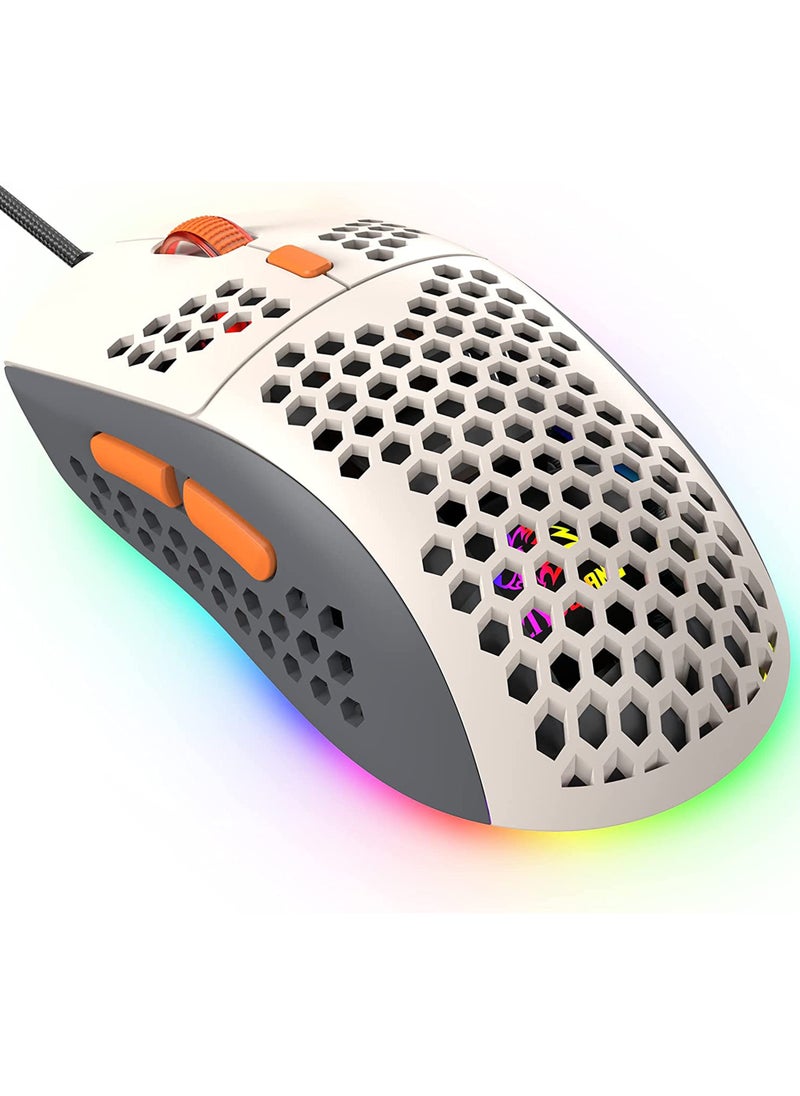 روك بو - ماوس ألعاب M8 LED مريح للغاية وخفيف الوزن على شكل قرص العسل تصميم مخصص ثلاثي الألوان Chroma RGB بإضاءة خلفية 7 أزرار قابلة للبرمجة 6400 نقطة في البوصة لأجهزة الكمبيوتر المحمول PS4 Xbox - Image 1
