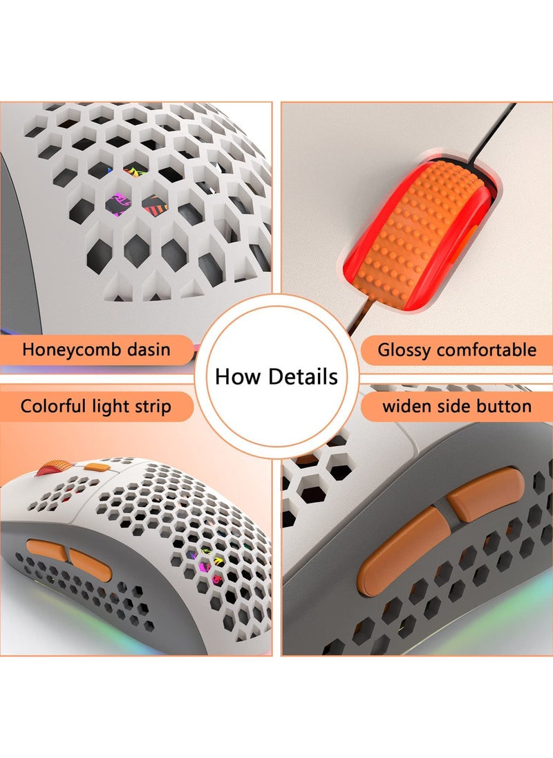 روك بو - ماوس ألعاب M8 LED مريح للغاية وخفيف الوزن على شكل قرص العسل تصميم مخصص ثلاثي الألوان Chroma RGB بإضاءة خلفية 7 أزرار قابلة للبرمجة 6400 نقطة في البوصة لأجهزة الكمبيوتر المحمول PS4 Xbox - Image 1