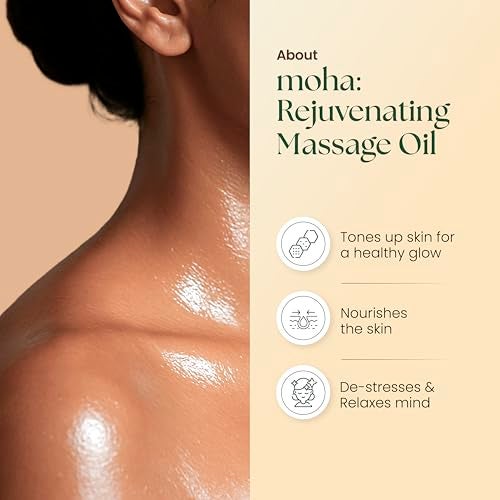 Moha Rejuvenating Massage Oil with Jojoba, Almond & Olive Oil | Lightweight Full Body Massage Oil for Relaxation Mind, Body, Stress | Claming Body & Skin Nourishment | Soothing Ayurvedic Blend for Healthy and Clear Glow - 100 Ml (Pack of 1) - Image 4